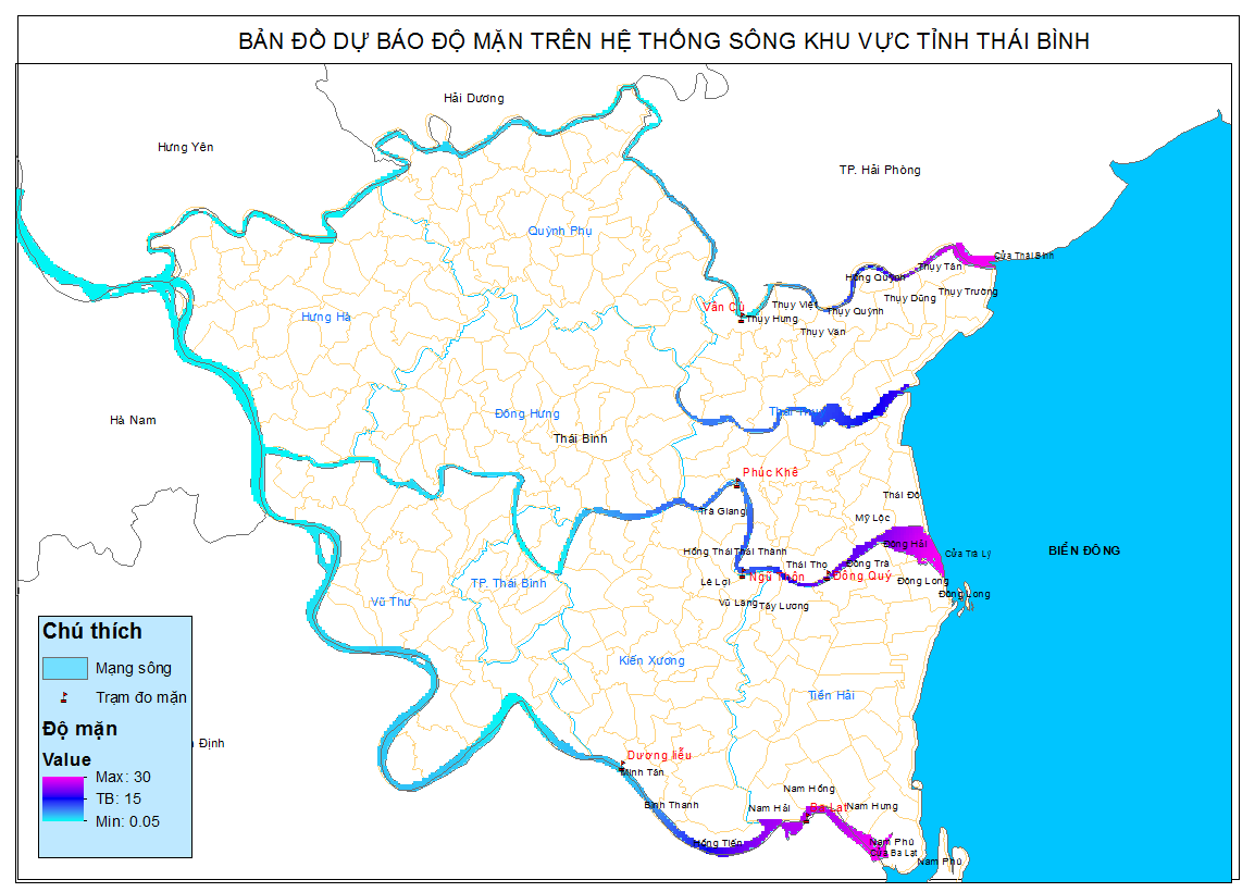 TIN DỰ BÁO XÂM NHẬP MẶN TỈNH THÁI BÌNH (từ ngày 21 đến ngày 31/01/2025)