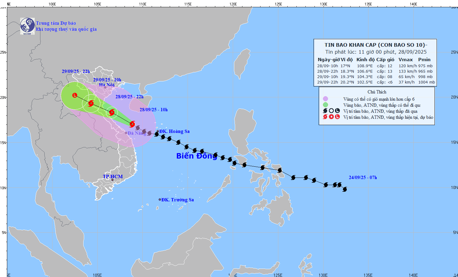 TIN BÃO KHẨN CẤP - CƠN BÃO SỐ 10 (HỒI 10h NGÀY 28/9/2025)