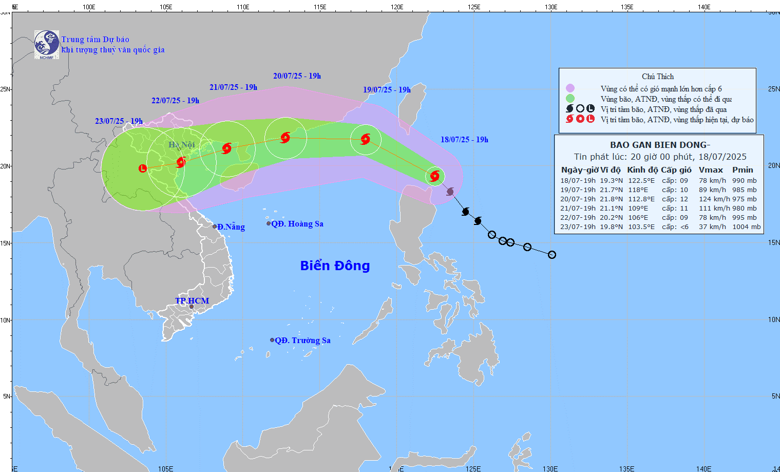 TIN BÃO GẦN BIỂN ĐÔNG (Cơn bão WIPHA LUC 19H/18/7/2025)