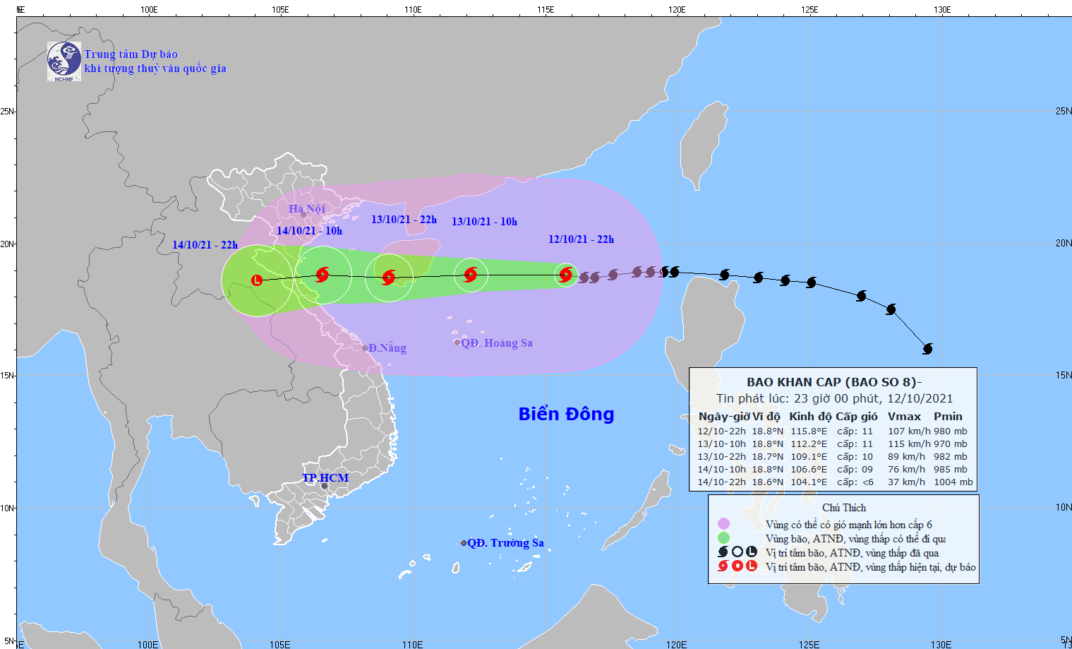 TIN BÃO KHẨN CẤP( Cơn bão số 8 - hồi 22h ngày 12.10.2021)