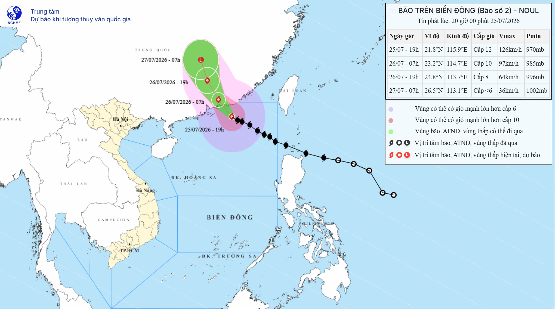 TIN BÃO TRÊN BIỂN ĐÔNG_CƠN BÃO SỐ 2 (Hồi 19h00 ngày 25/7/2026)
