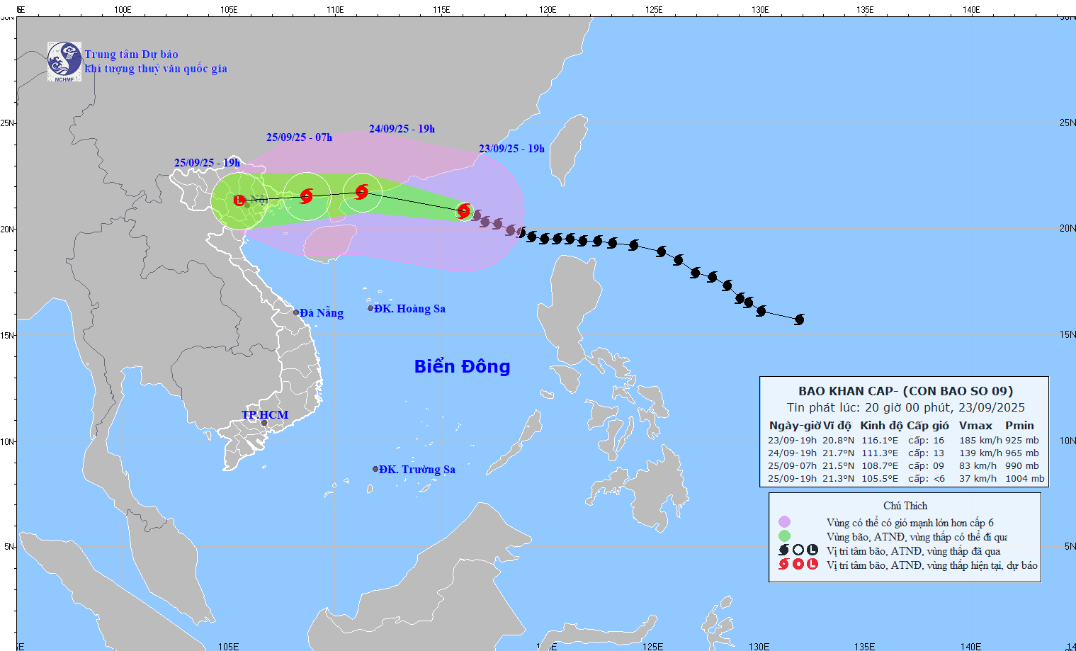 TIN BÃO KHẨN CẤP (CƠN BÃO SỐ 09_ Hồi 19h ngày 23/9/2025)