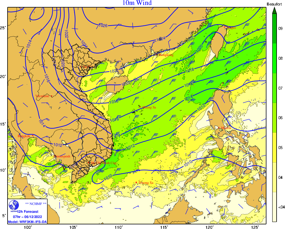 TIN DỰ BÁO GIÓ MẠNH, SÓNG LỚN TRÊN BIỂN (04h ngày 06/12/2022)