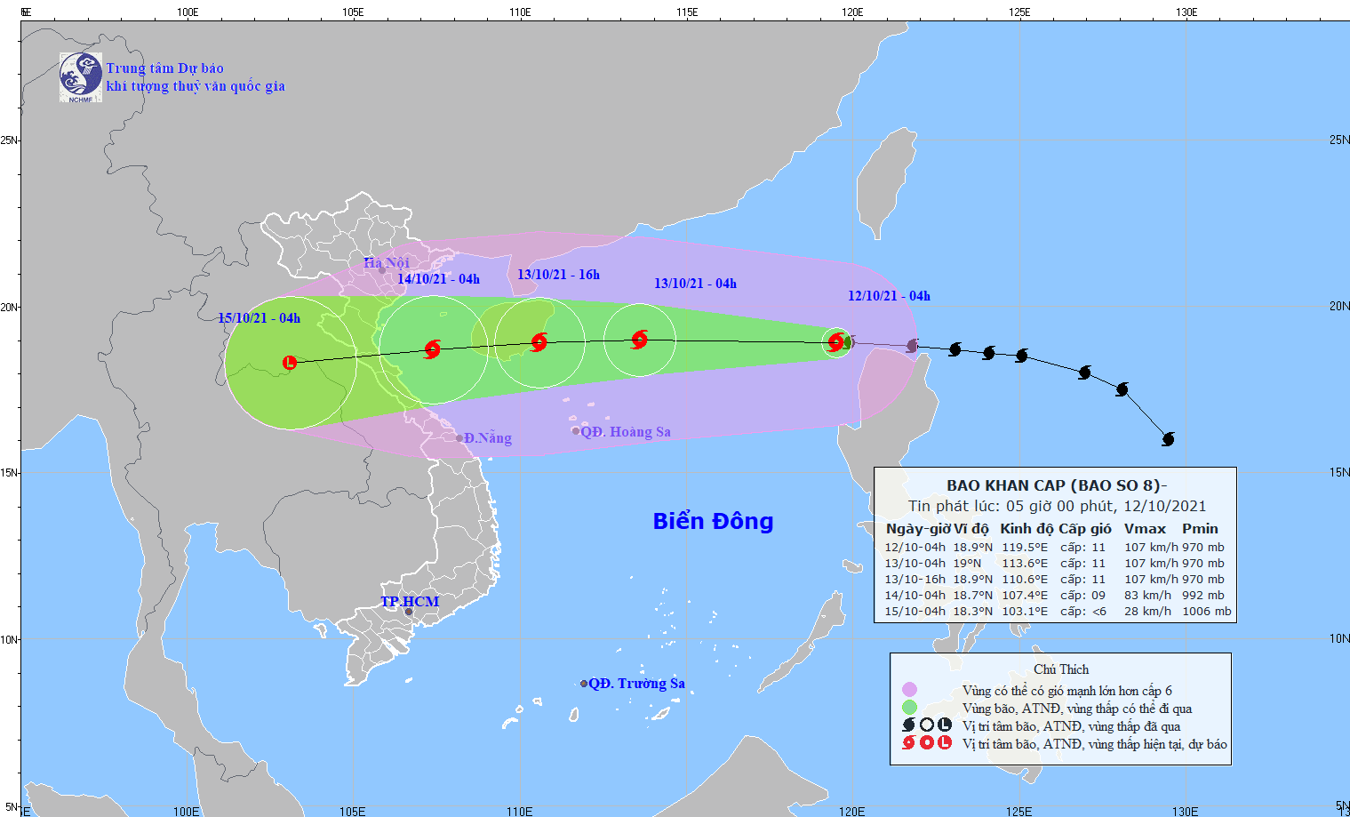 TIN BÃO KHẨN CẤP (Cơn bão số 8 - hồi 04h ngày 12.10.2021)