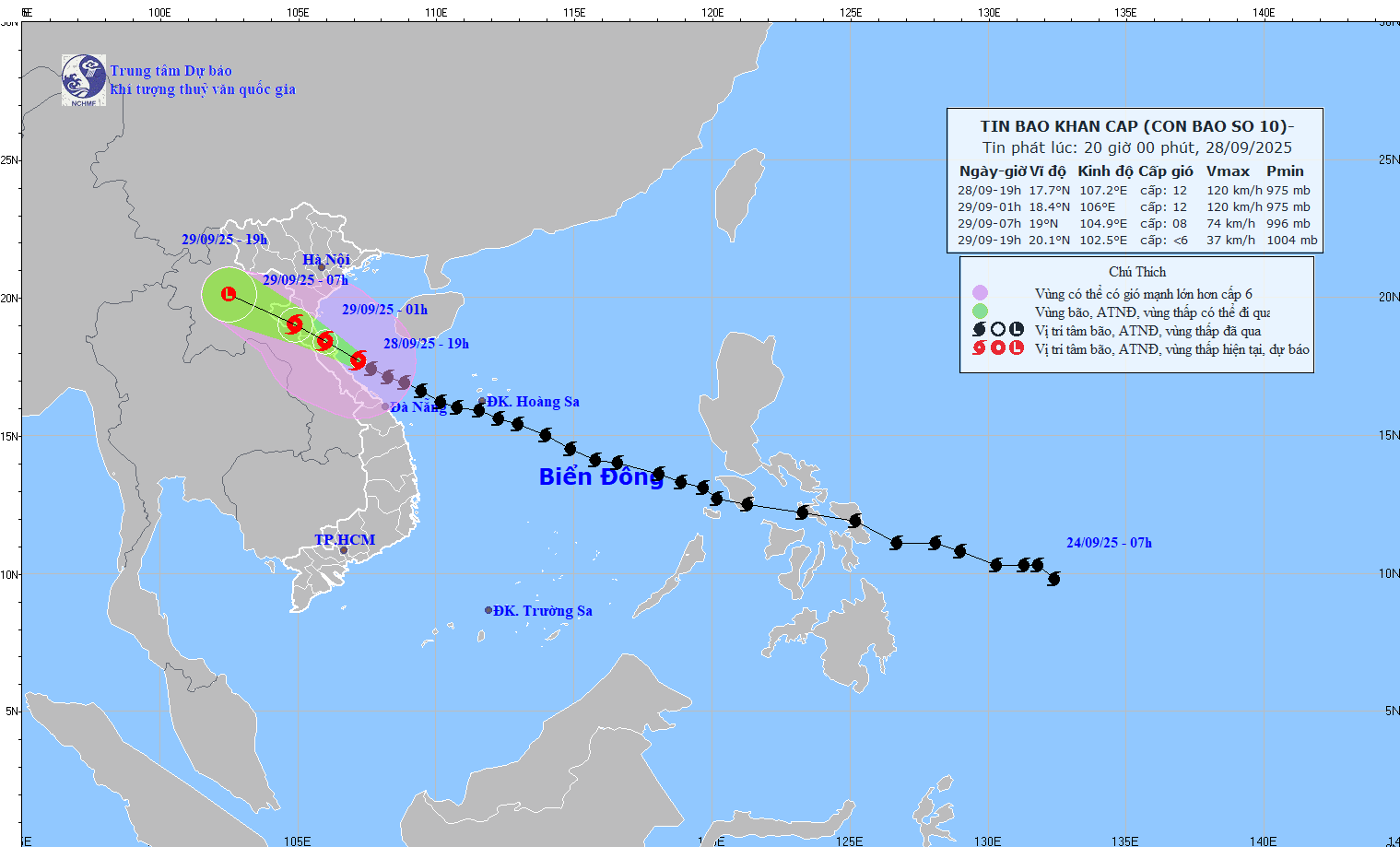 TIN BÃO KHẨN CẤP - CƠN BÃO SỐ 10 (HỒI 19h NGÀY 28/9/2025)
