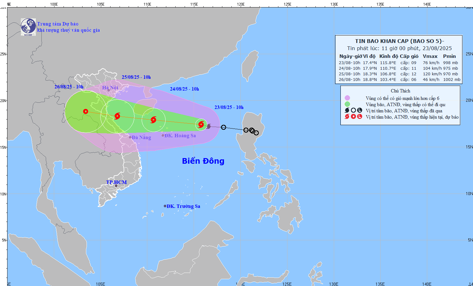 TIN BÃO KHẨN CẤP (CƠN BÃO SỐ 5 HỒI 10H 23/8/2025)