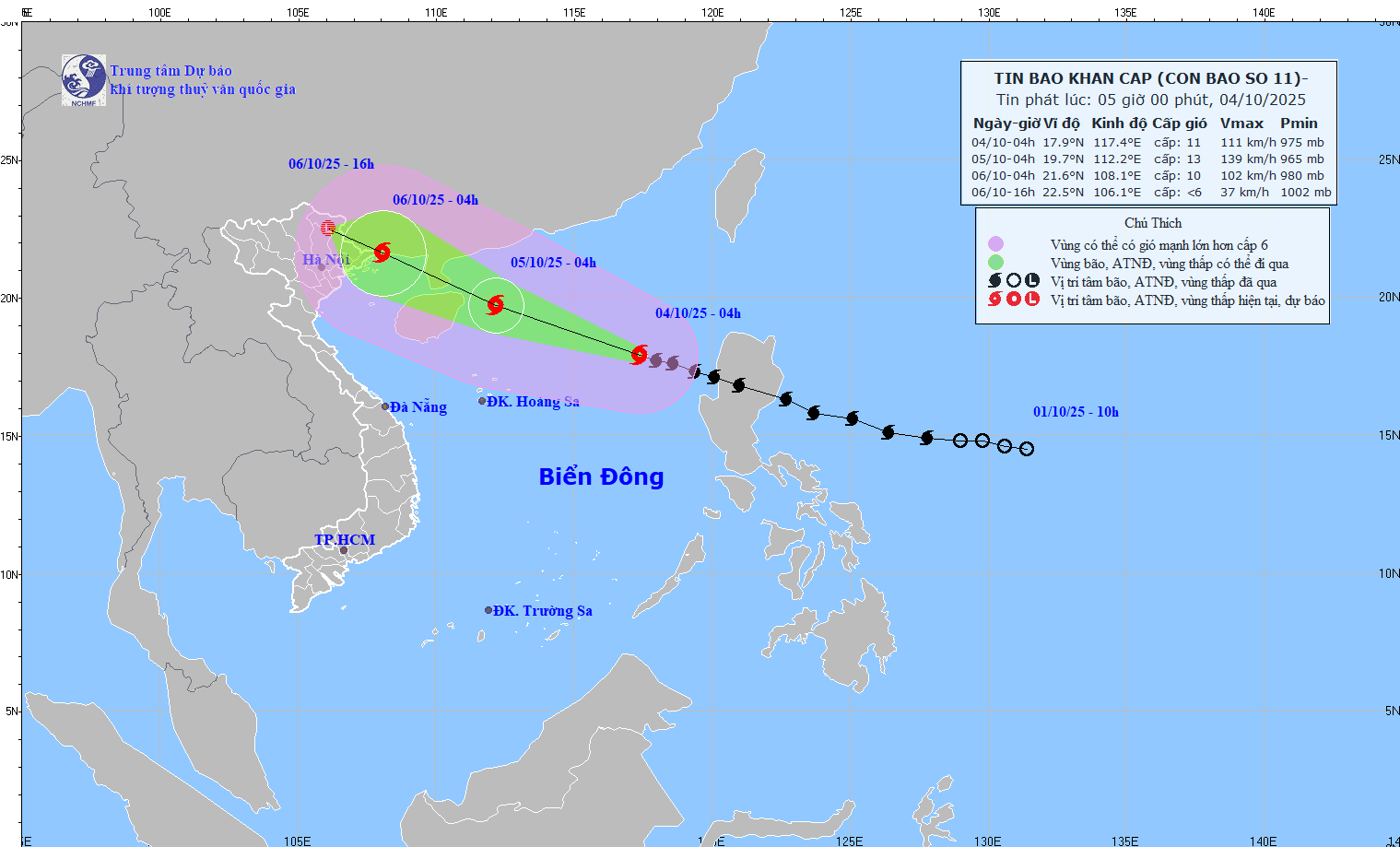 TIN BÃO KHẨN CẤP (CƠN BÃO SỐ 11_ Hồi 04h ngày 04/10/2025)