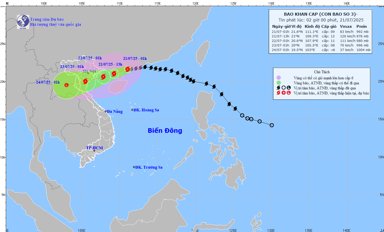 TIN BÃO KHẨN CẤP (CƠN BÃO SỐ 03) - hồi 01h00 ngày 21/7/2025