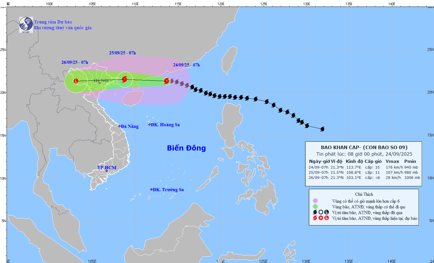 TIN BÃO KHẨN CẤP (CƠN BÃO SỐ 09_ Hồi 07h ngày 24/9/2025)