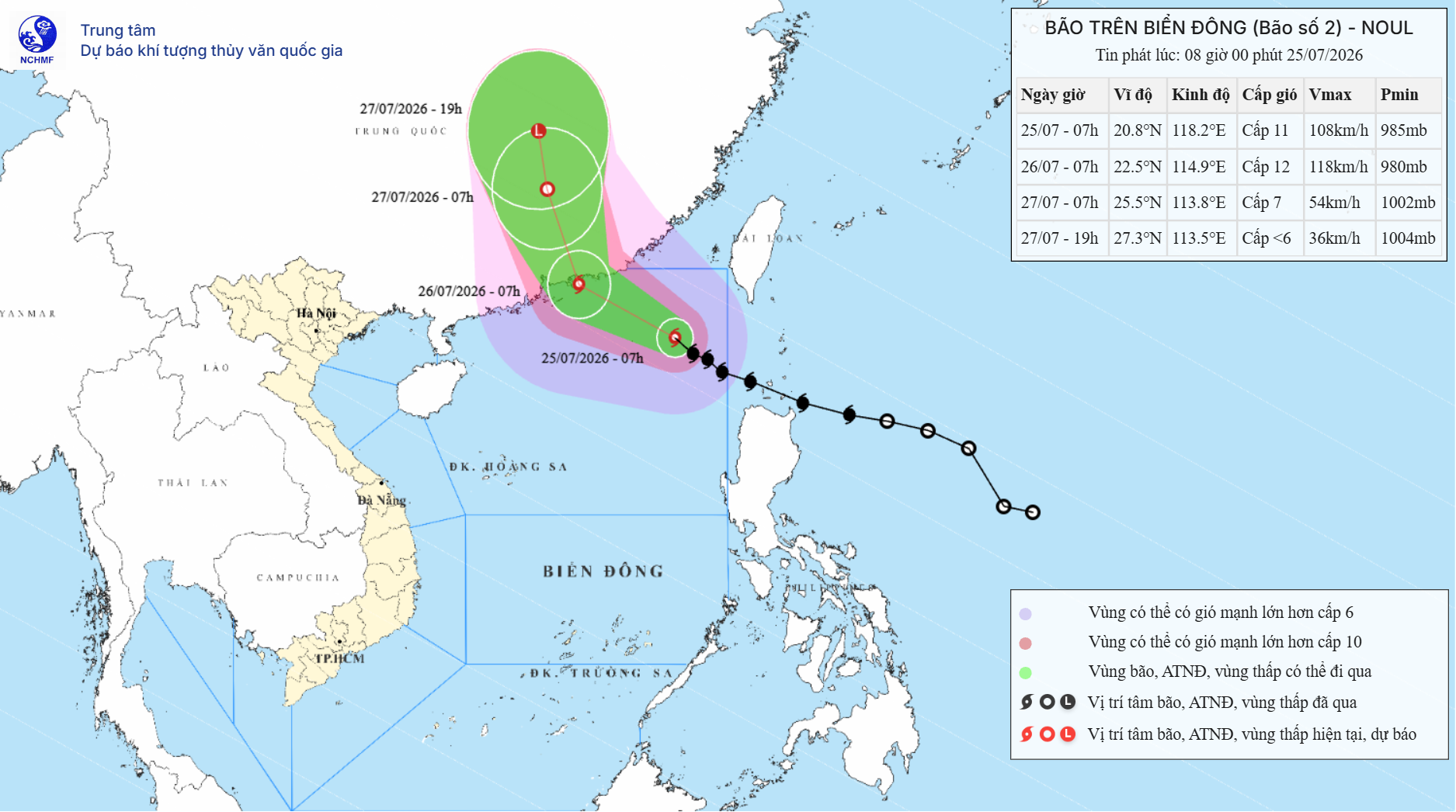 TIN BÃO TRÊN BIỂN ĐÔNG_CƠN BÃO SỐ 2 (Hồi 07h00 ngày 25/7/2026)