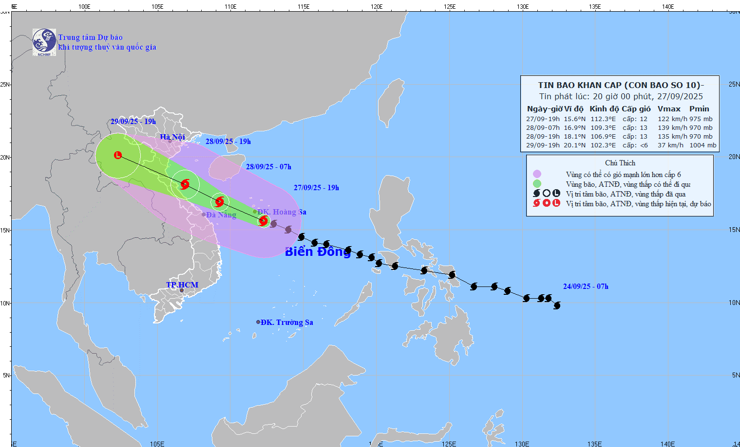 TIN BÃO KHẨN CẤP - CƠN BÃO SỐ 10 (HỒI 19h NGÀY 27/9/2025)