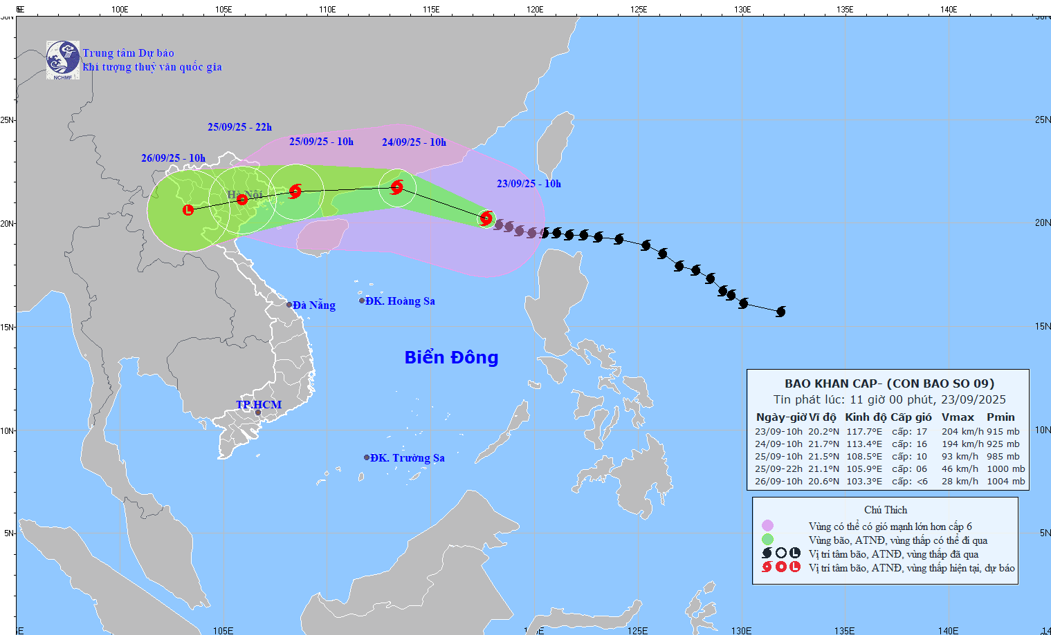 TIN BÃO KHẨN CẤP (CƠN BÃO SỐ 09_ Hồi 10h ngày 23/9/2025)