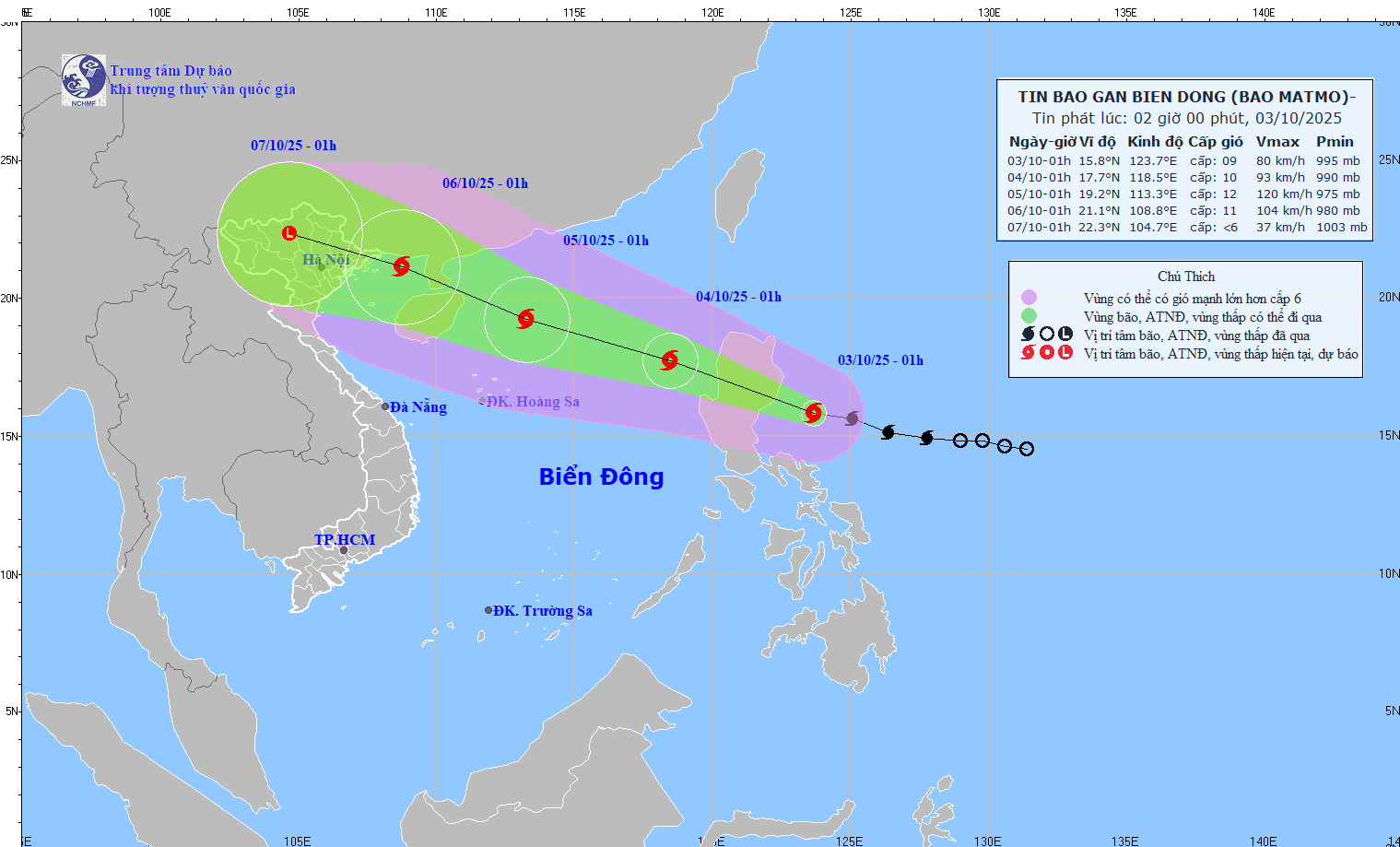 TIN BÃO GẦN BIỂN ĐÔNG (CƠN BÃO MATMO_ Hồi 01h ngày 03/10/2025)