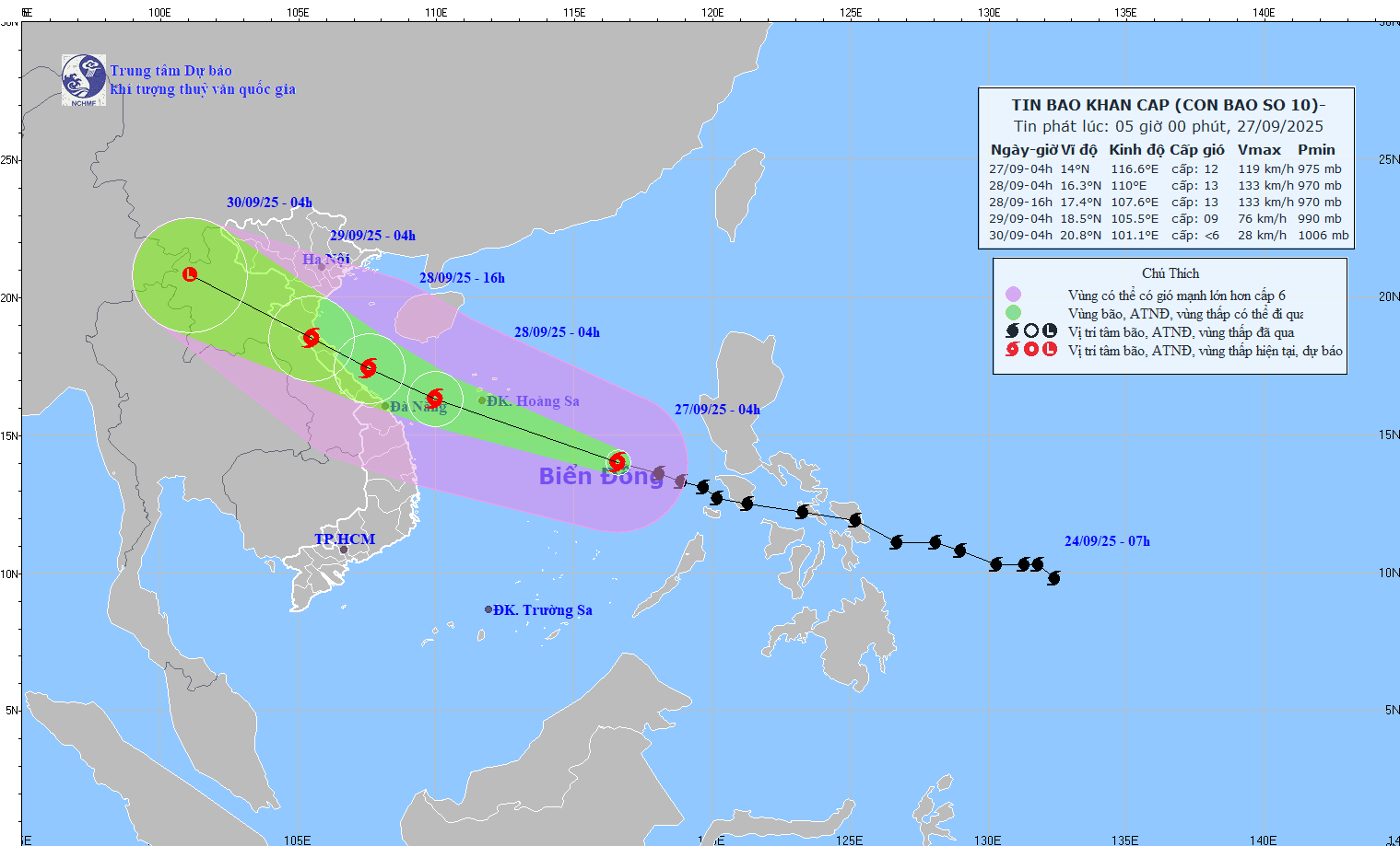 TIN BÃO KHẨN CẤP - CƠN BÃO SỐ 10 (HỒI 04h NGÀY 27/9/2025)