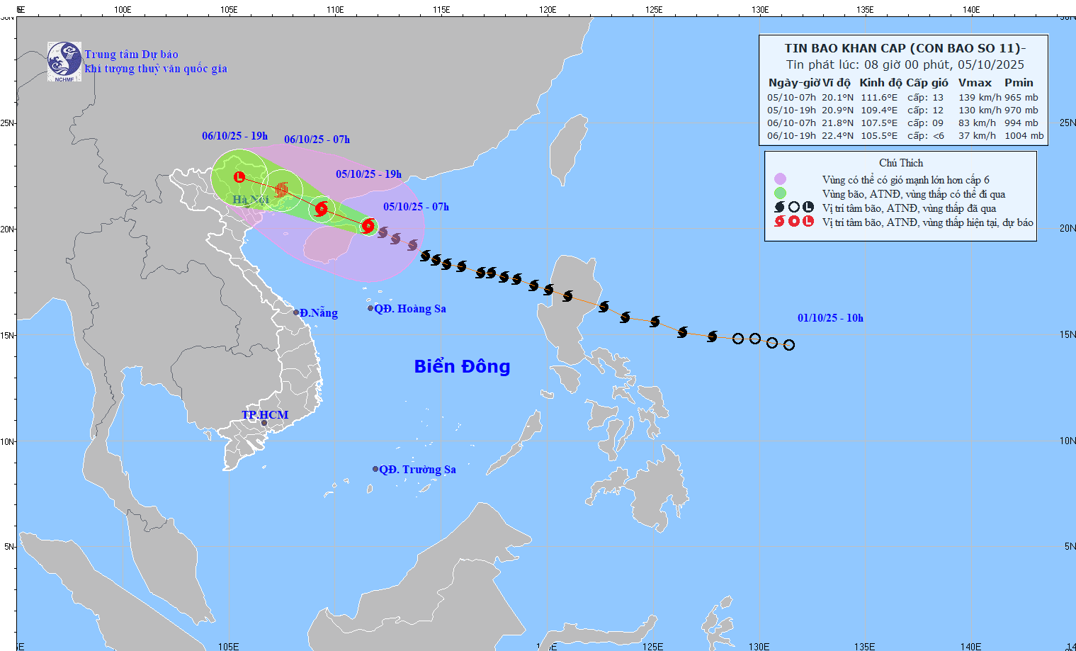TIN BÃO KHẨN CẤP - CƠN BÃO SỐ 11 (Hồi 07h ngày 05/10/2025)