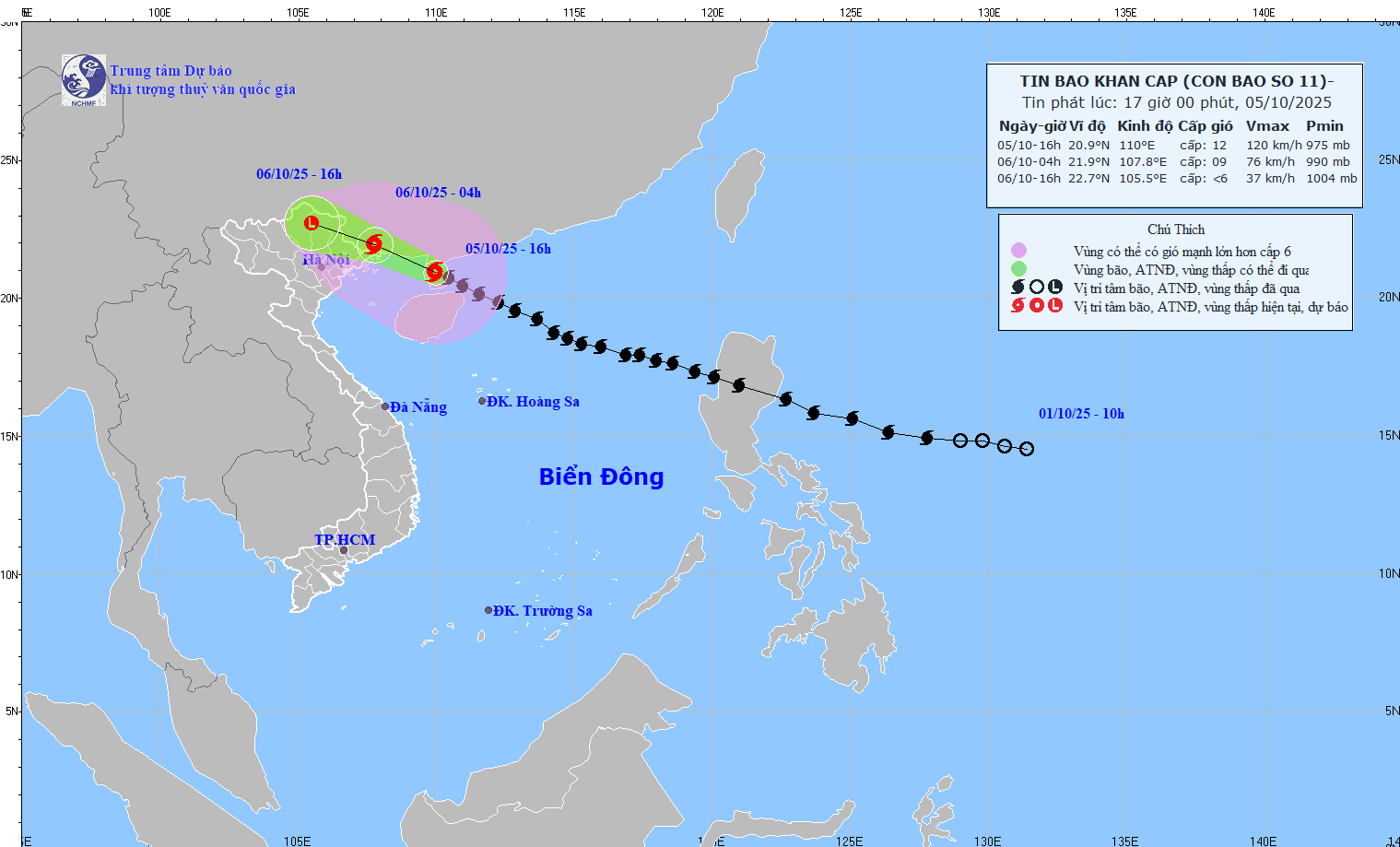 TIN BÃO KHẨN CẤP - CƠN BÃO SỐ 11 (Hồi 17h ngày 05/10/2025)