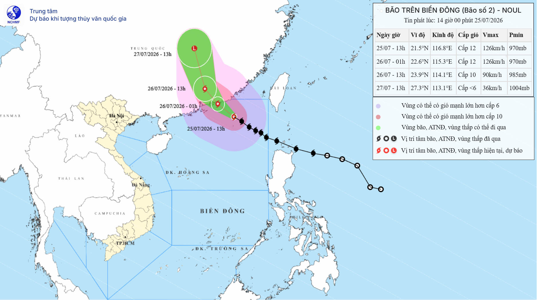 TIN BÃO TRÊN BIỂN ĐÔNG_CƠN BÃO SỐ 2 (Hồi 13h00 ngày 25/7/2026)