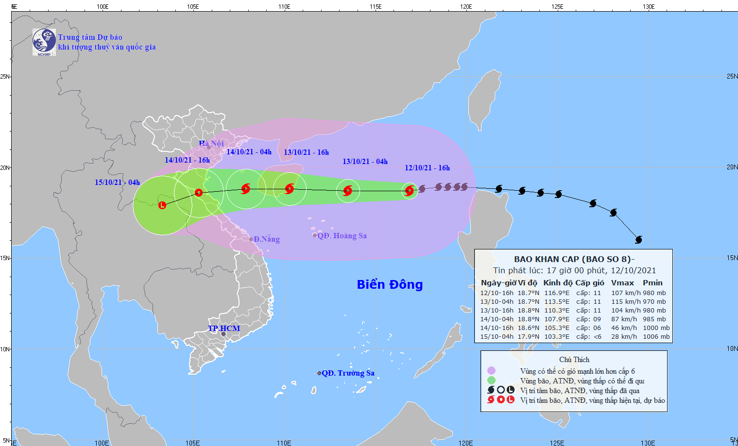 TIN BÃO KHẨN CẤP( Cơn bão số 8 - hồi 16h ngày 12.10.2021)