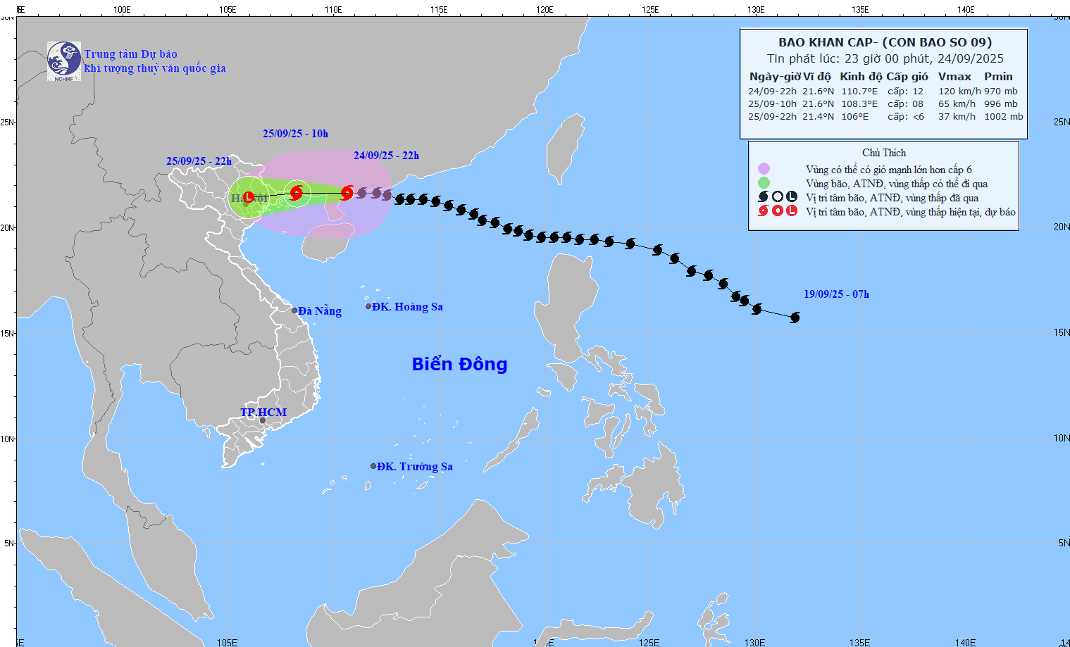 TIN BÃO KHẨN CẤP (CƠN BÃO SỐ 09_ Hồi 22h ngày 24/9/2025)