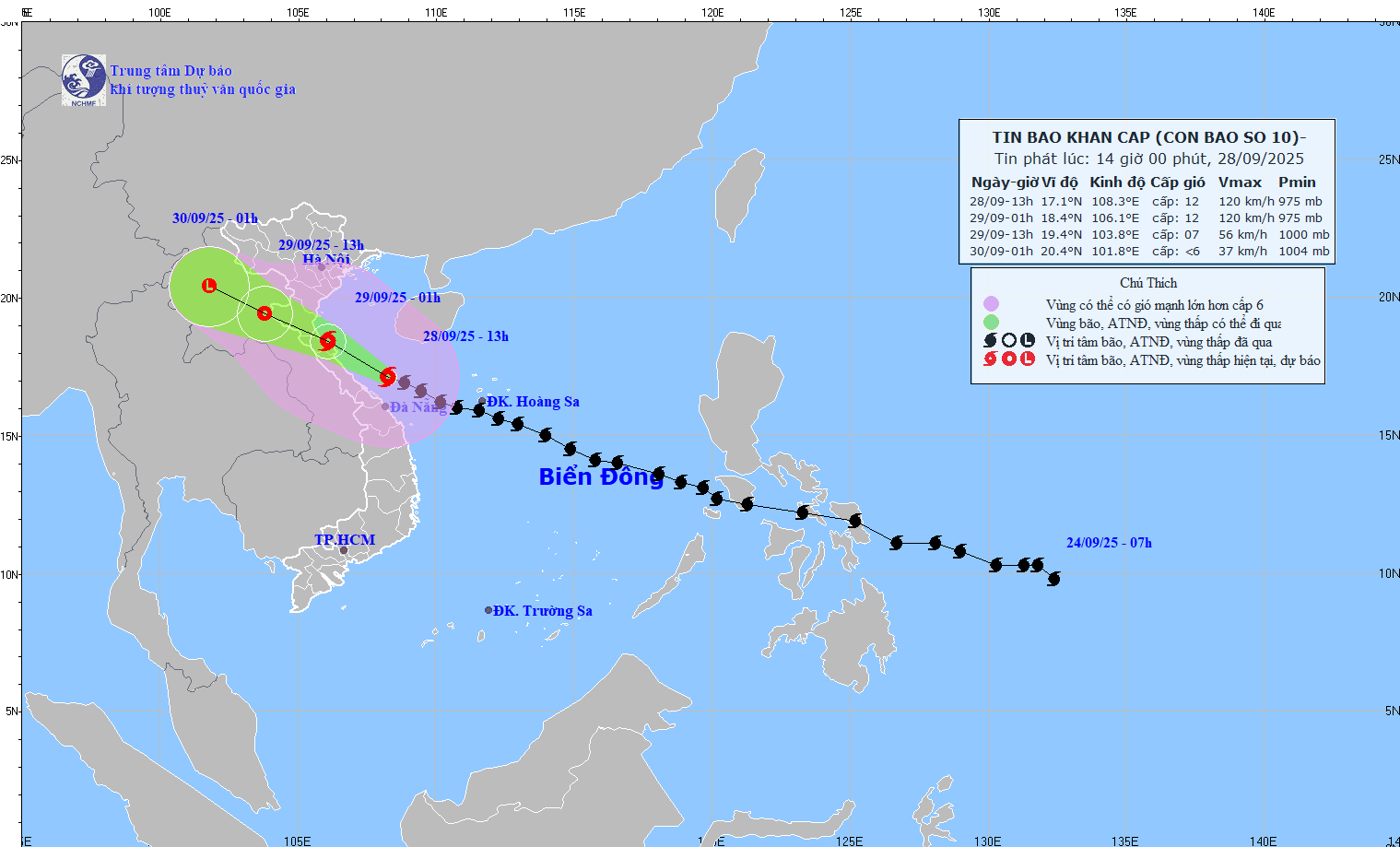 TIN BÃO KHẨN CẤP - CƠN BÃO SỐ 10 (HỒI 13h NGÀY 28/9/2025)