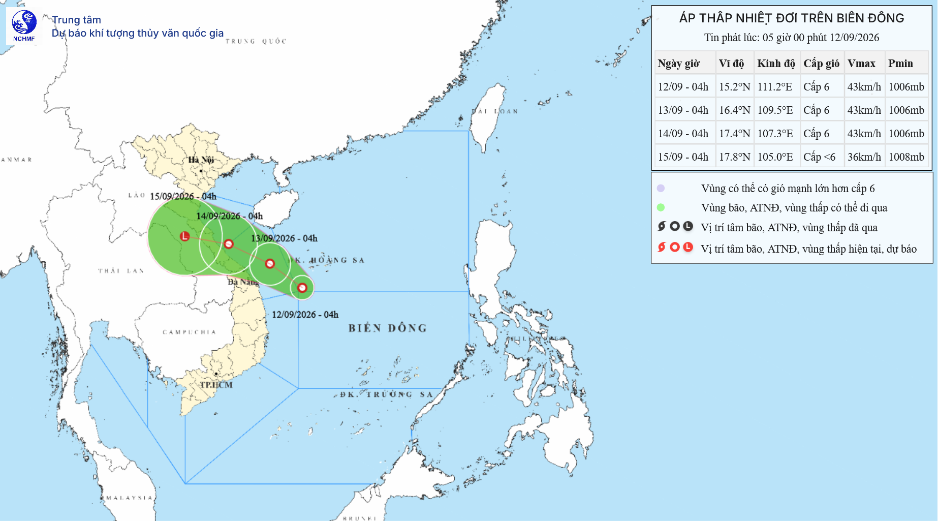 TIN ÁP THẤP NHIỆT ĐỚI TRÊN BIỂN ĐÔNG (HỒI 04H NGÀY 12/9/2026)
