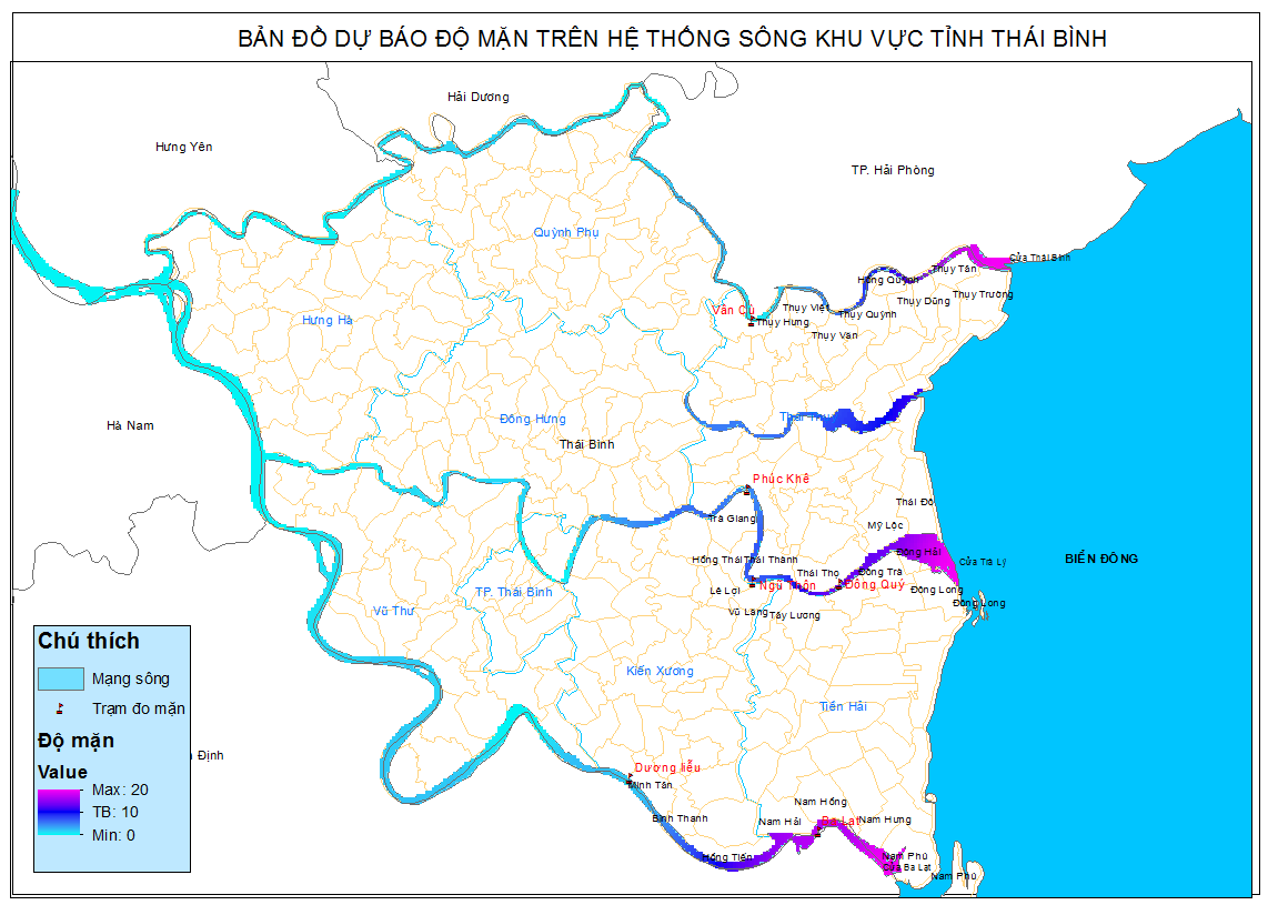 TIN DỰ BÁO XÂM NHẬP MẶN TỈNH THÁI BÌNH (từ ngày 11 đến ngày 20/3/2025)