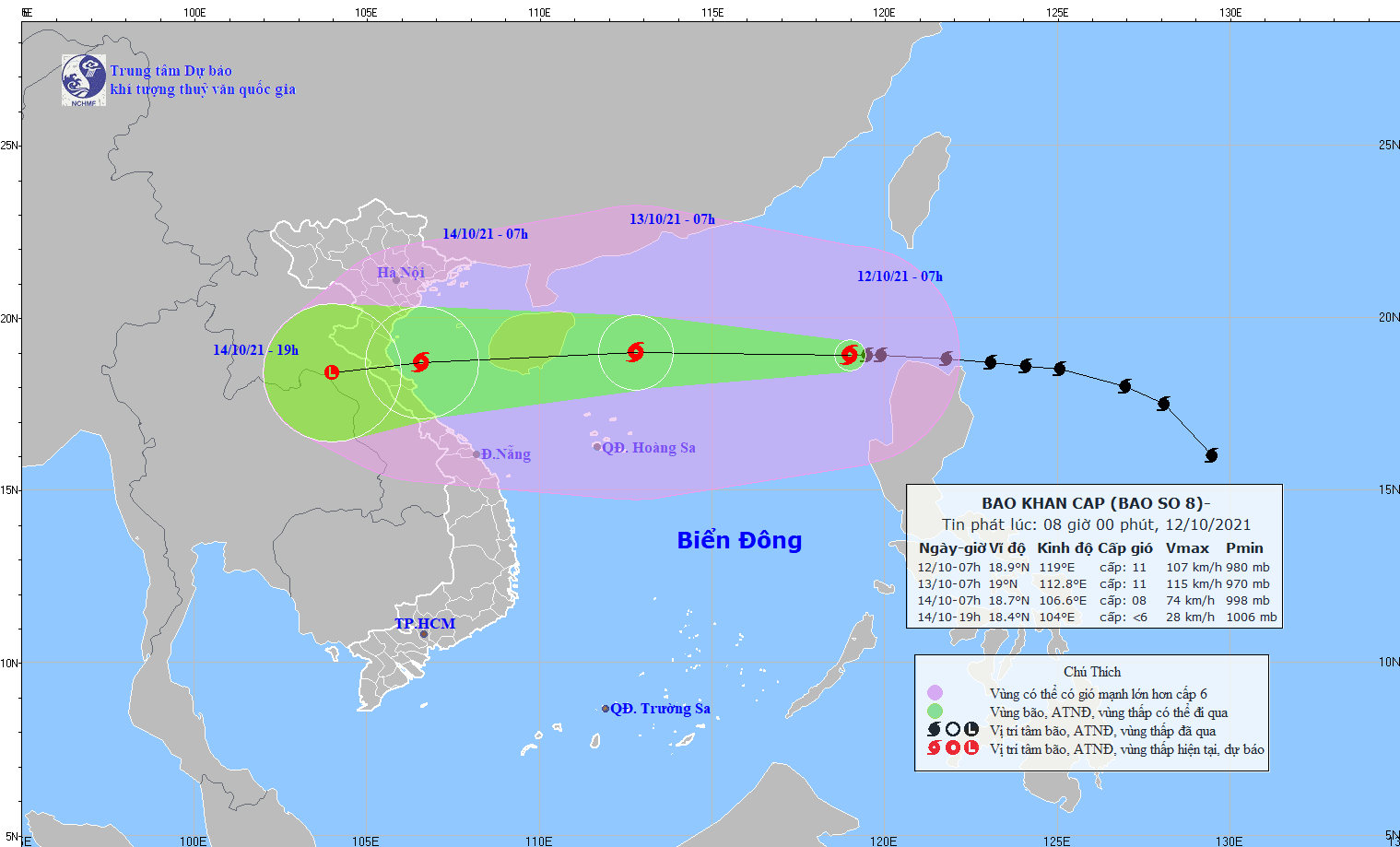 TIN BÃO KHẨN CẤP( Cơn bão số 8 - hồi 07h ngày 12.10.2021)