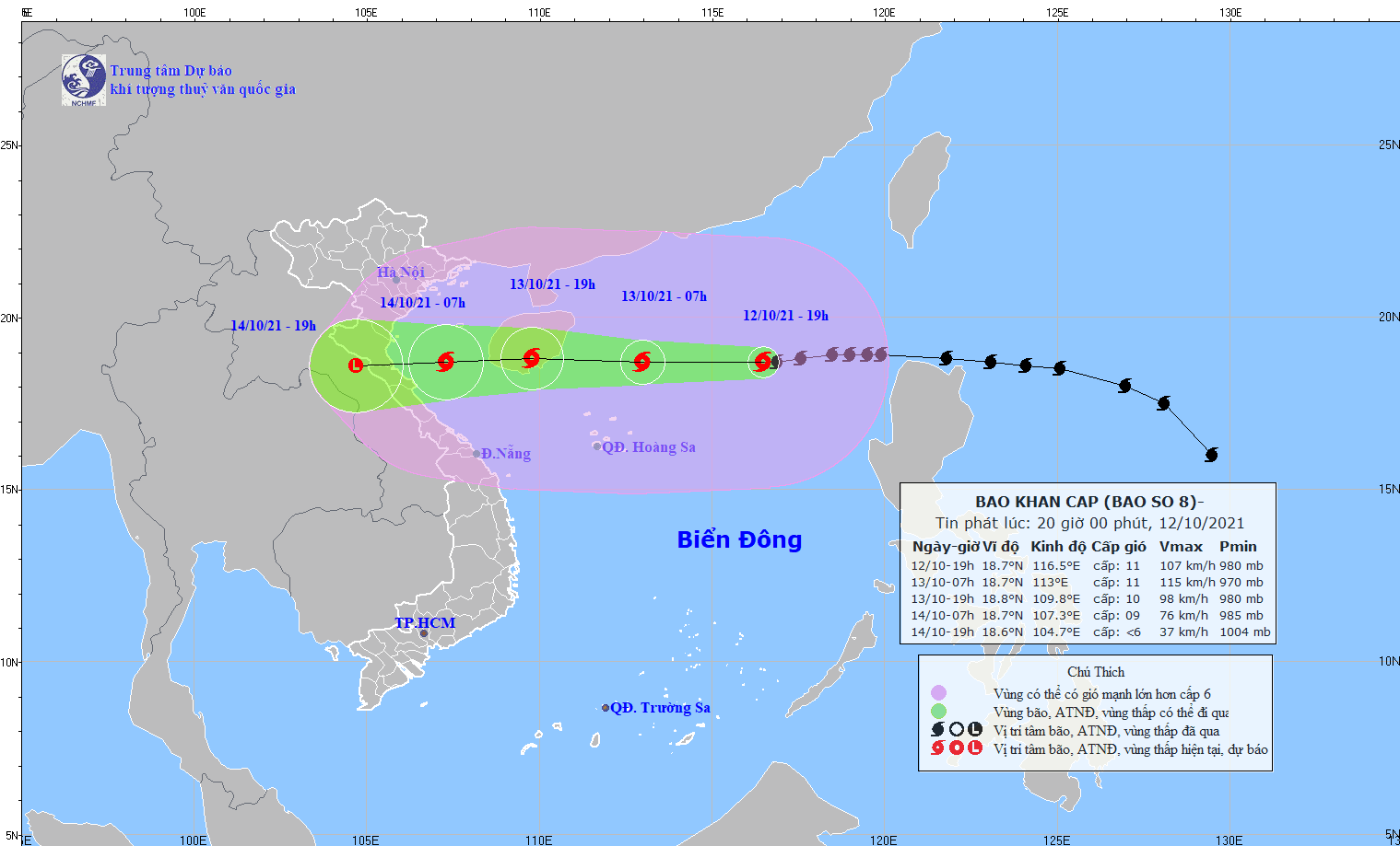 TIN BÃO KHẨN CẤP( Cơn bão số 8 - hồi 19h ngày 12.10.2021)
