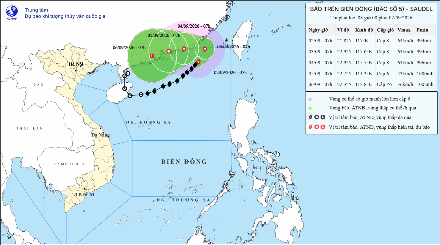 TIN BÃO TRÊN BIỂN ĐÔNG_CƠN BÃO SỐ 5, HỒI 07h NGÀY 02/9/2026