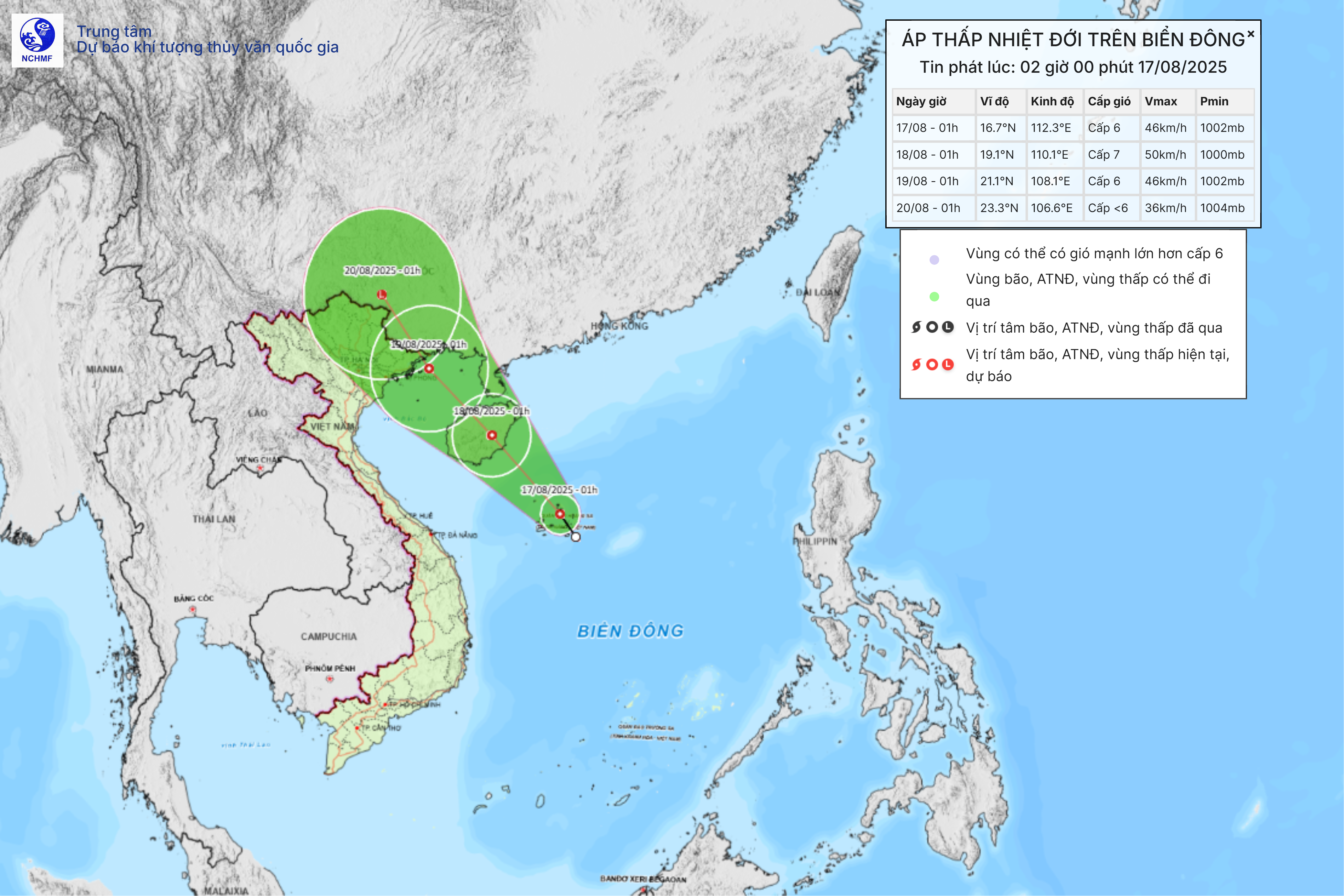TIN ÁP THẤP NHIỆT ĐỚI TRÊN BIỂN ĐÔNG (Hồi 01h ngày 17/8)