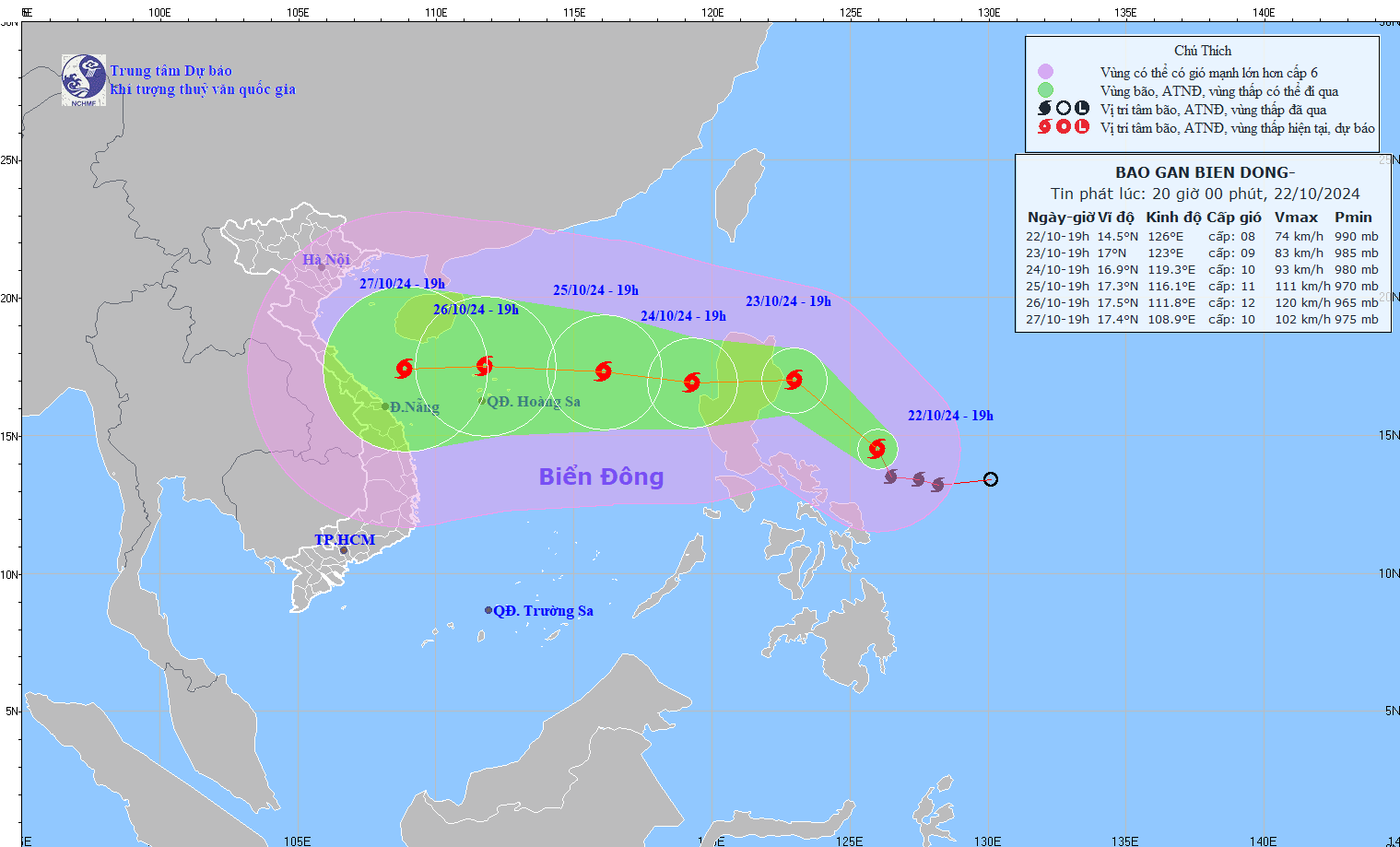 TIN BÃO KHẨN CẤP (Cơn bão Số 6)- HỒI 01h00 NGÀY 26/10/2024