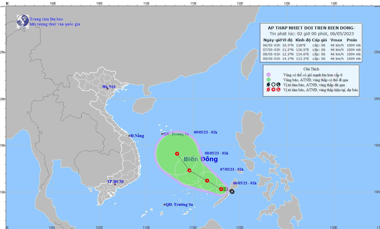 TIN ÁP THẤP NHIỆT ĐỚI TRÊN BIỂN ĐÔNG ( HỒI 01h NGÀY 06/05/2023)