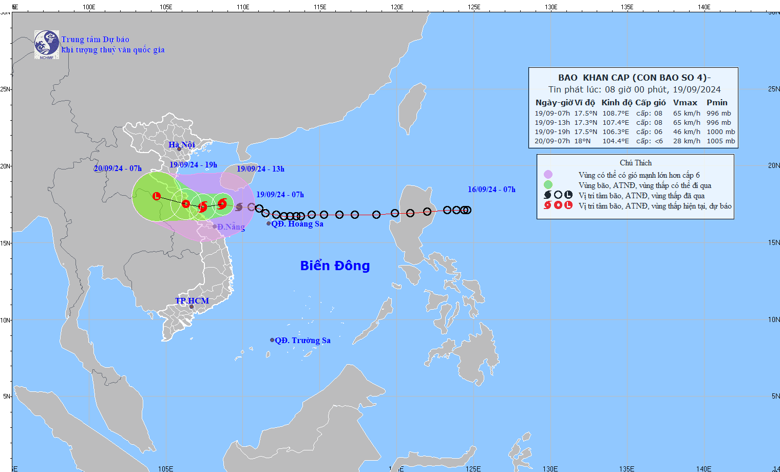 TIN BÃO KHẨN CẤP (CƠN BÃO SỐ 4) - HỒI 07H NGÀY 19/9/2024